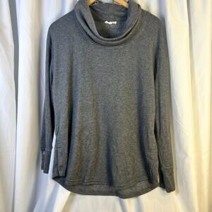 Jane Delancey Top Womens Gray Vintage Dye Cowl Beck  Sweatshirt Tunic Casual L
